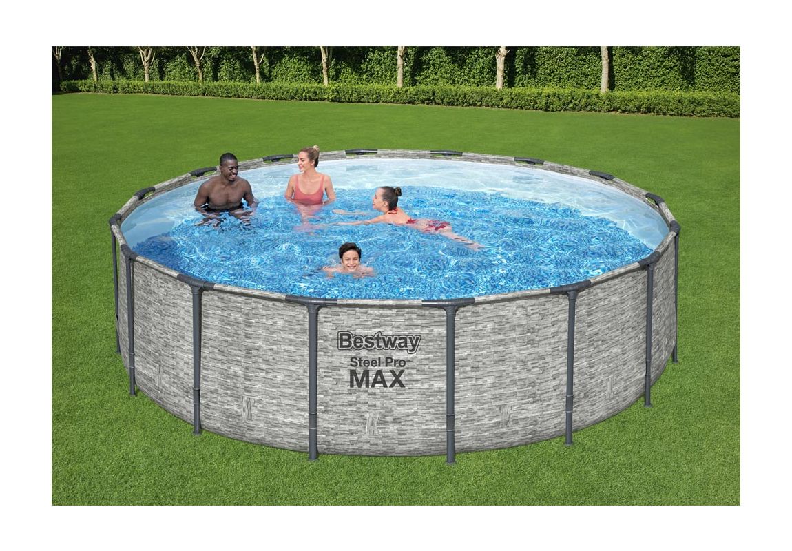 Montažni bazen Steel Pro MAX™ | 488 x 122 cm s kamenim uzorkom sa pumpom s kartonskim filterom