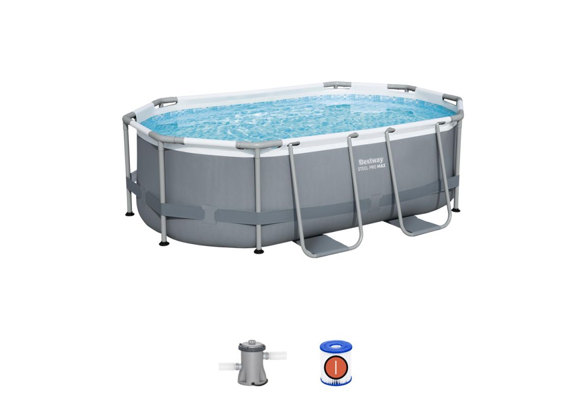 Bazen Steel Pro MAX | 305 x 200 x 84 cm sa pumpom s kartonskim filterom 