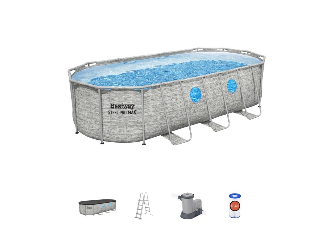 Montažni bazen Steel Pro MAX™ Splashview™ | 549 x 274 x 122 cm sa pumpom s kartonskim filterom